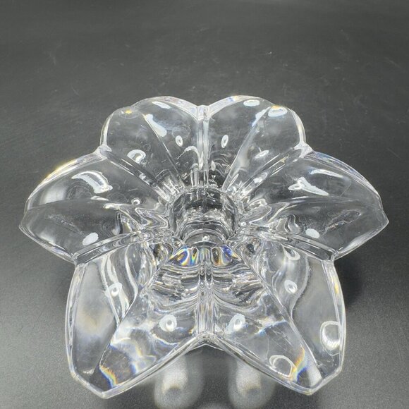 MIKASA Clear Crystal Glass Candle Stick Holder Set 2 Flower Shaped Candle Holder - Picture 6 of 12